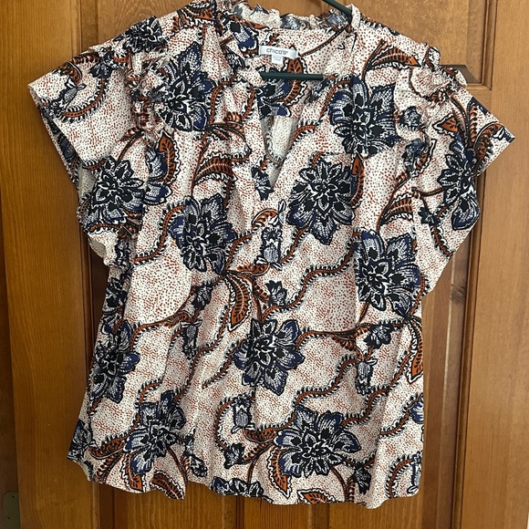 Chico's Tops - Chico's Navy and Orange Floral Blouse Chico’s size 3